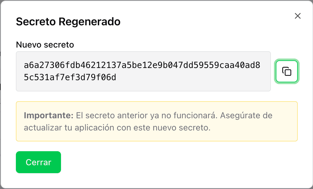 Generated webhook secret