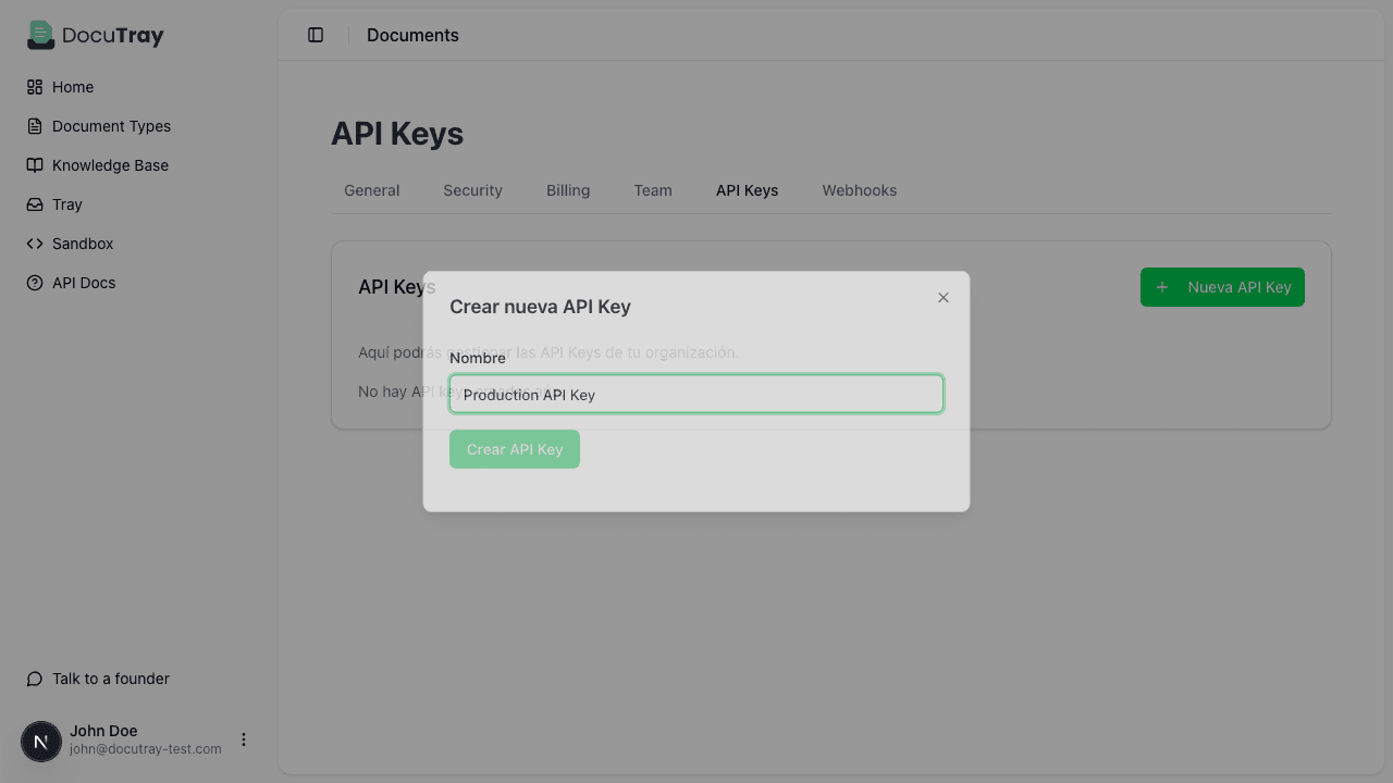 Create New API Key