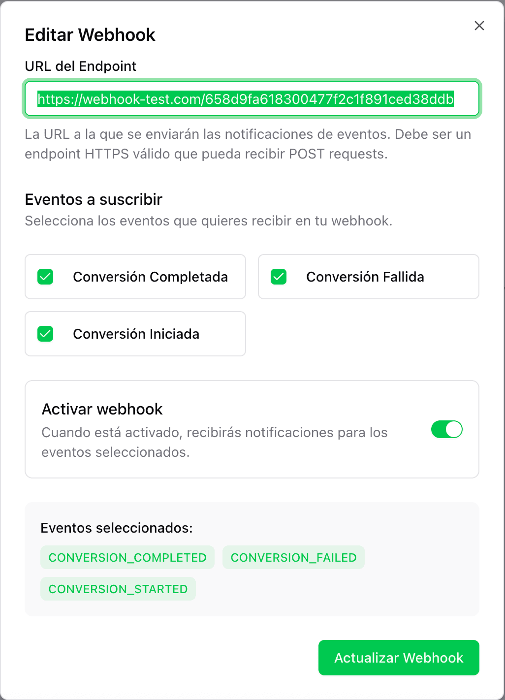 Edit webhook