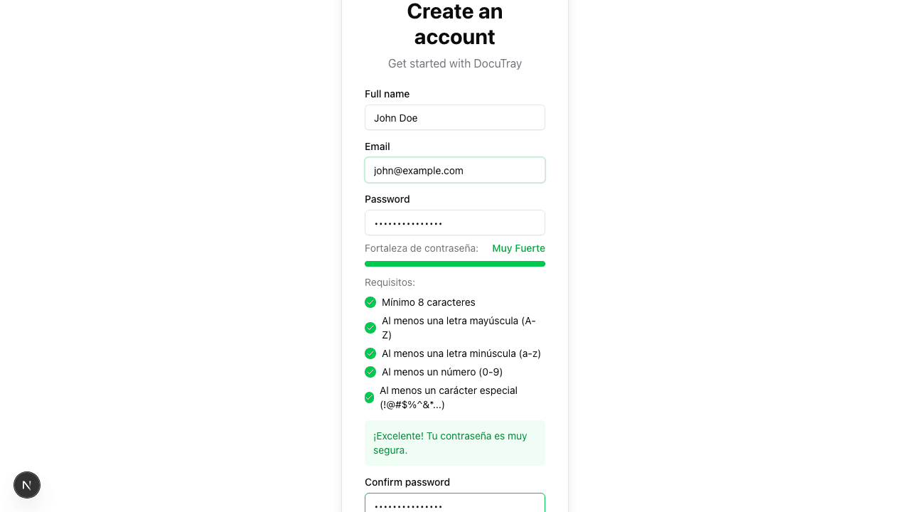Completed Registration Form