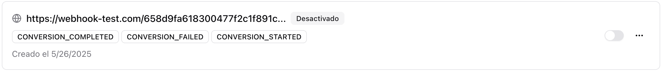 Activar/Desactivar webhook