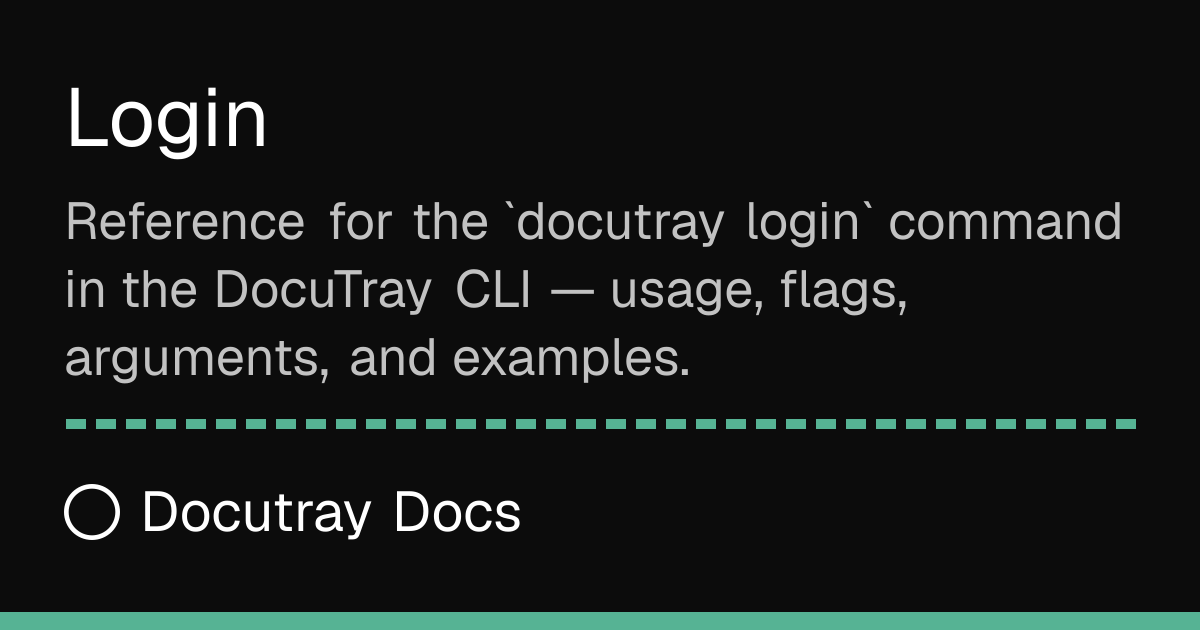 docutray login · Docutray CLI · Docutray Docs