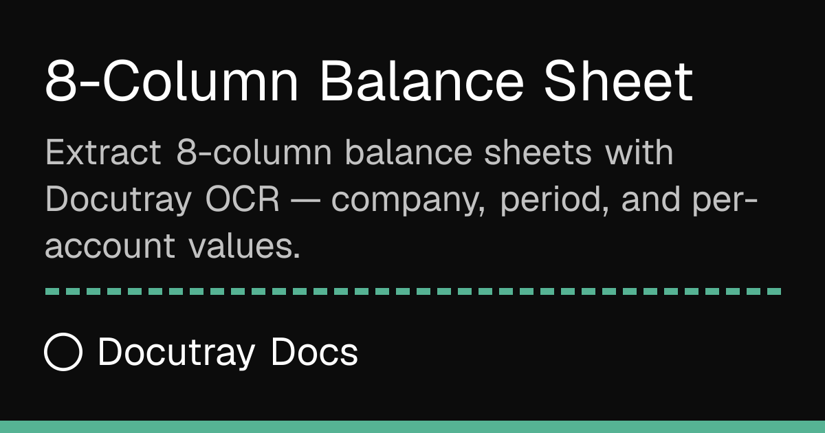 8-Column Balance Sheet · Document Types · Docutray Docs