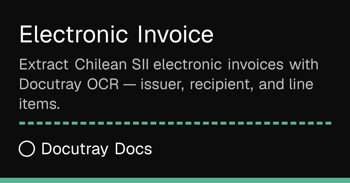 Electronic Invoice · Document Types · Docutray Docs