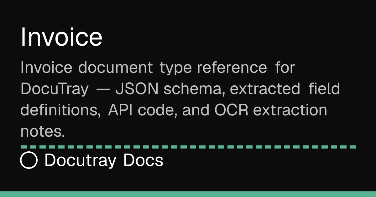Invoice · Document Types · Docutray Docs