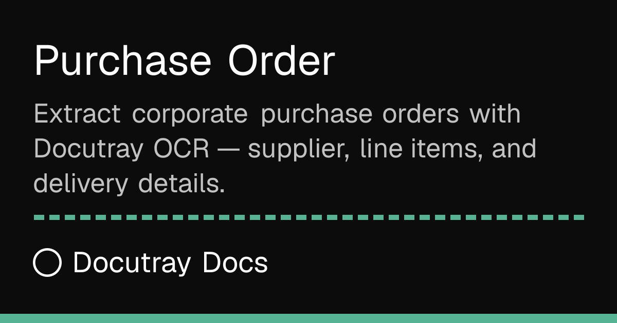 Purchase Order · Document Types · Docutray Docs