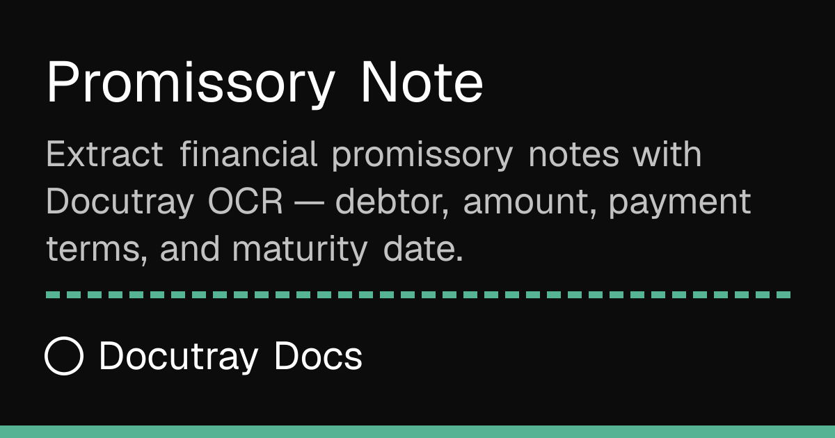 Promissory Note · Document Types | Docutray Docs
