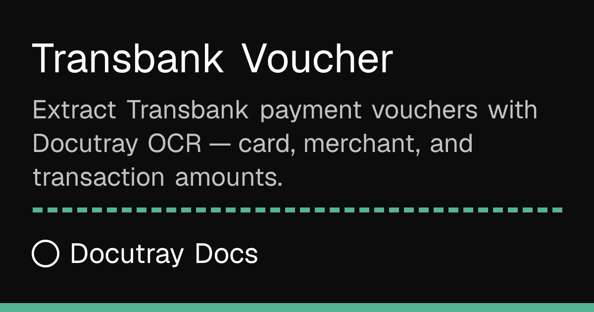 Transbank Voucher · Document Types · Docutray Docs