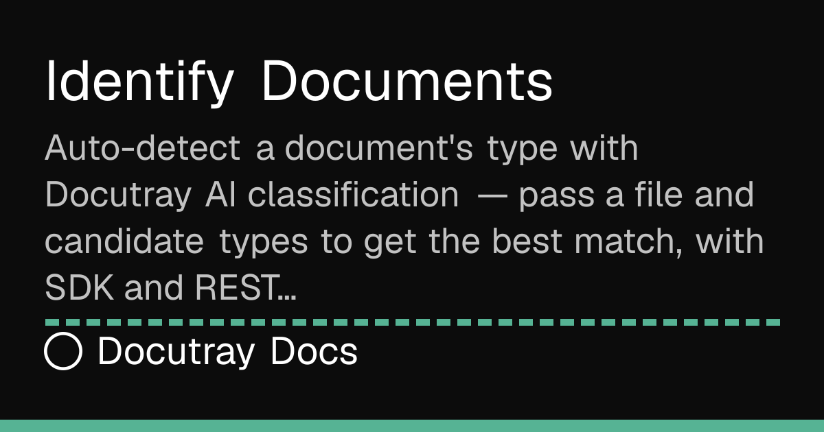Identify Documents · Operations · Docutray Docs