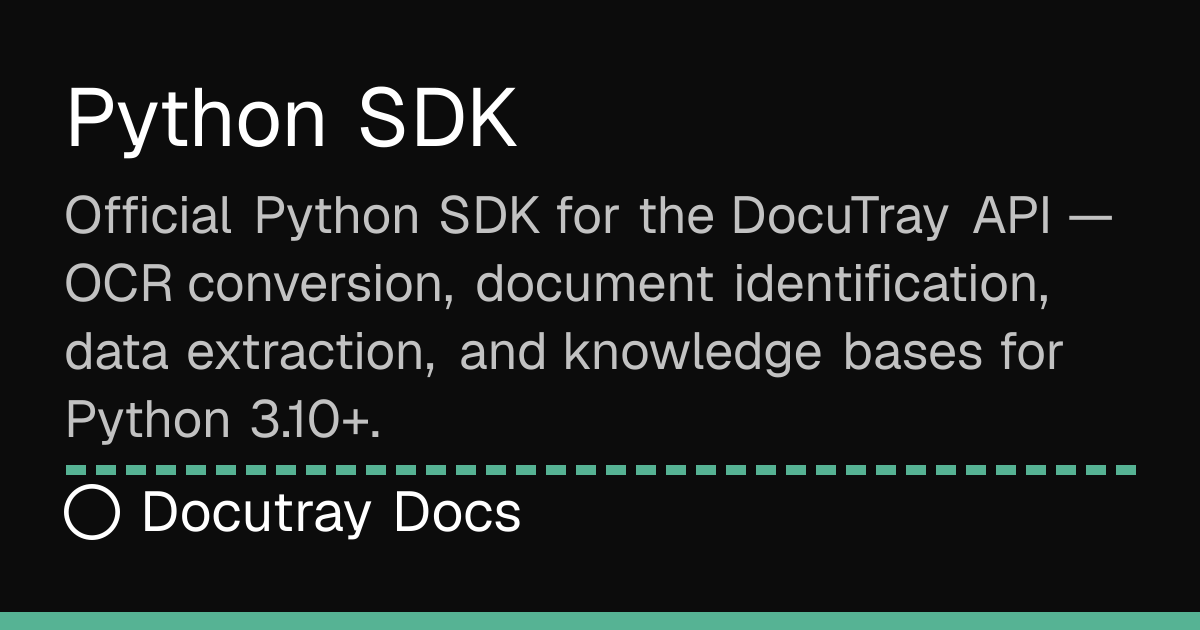 Docutray Python SDK — sync & async OCR client